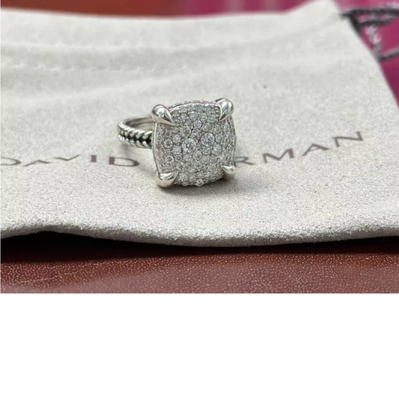 David Yurman Sterling Silver Chatelaine 14mm Diamond Pave Ring Size 7 - Picture 4 of 10